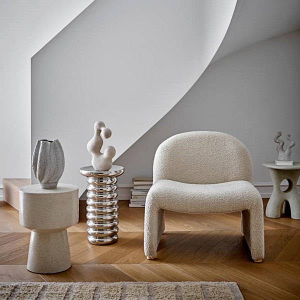 Amiee White Polyresin Side Table - Blommingville