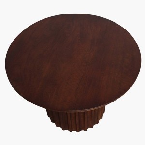 Bullnose Side Table with Reverse Grooves Brown 55 cm - Raw Materials