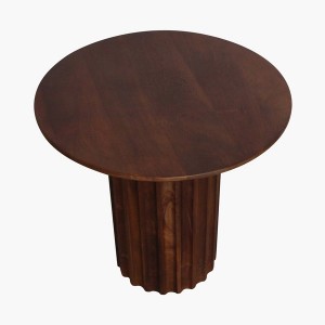 Bullnose Side Table with Reverse Grooves Brown 50 cm - Raw Materials