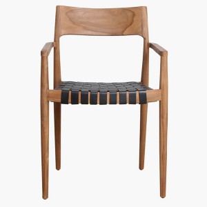 Chaise de salle à manger Freya en cuir noir X2 - Raw Materials