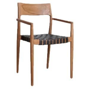 Chaise de salle à manger Freya en cuir noir X2 - Raw Materials