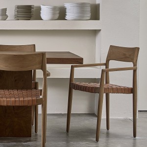 Chaise de salle à manger Freya en cuir marron X2 - Raw Materials