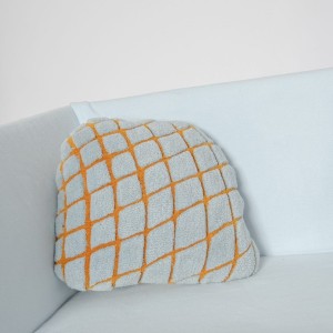 GRID Blue Wool & Cotton Cushion - Haus Üger