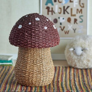 Corintha Basket with Lid Red Seagrass - Bloomingville Mini