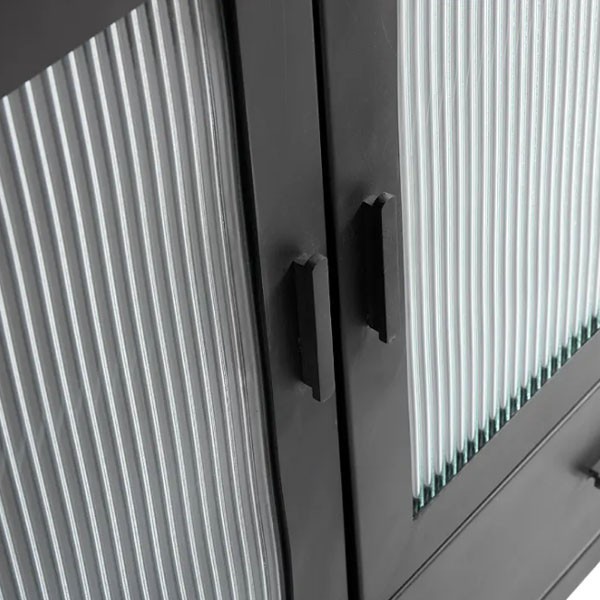 Dallas sideboard in metal and glass available at Woodely