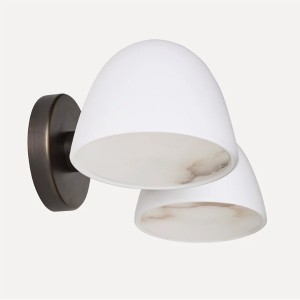 Applique Fuse Double Paroi Laiton & Albâtre - Made By Hand