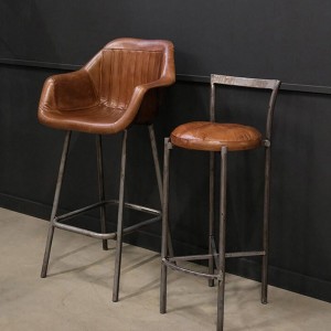 Tabouret de bar Portland avec assise en cuir X2 - Trademark Living