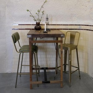 Tabouret de bar cuir matelassé vert laiton - Trademark Living