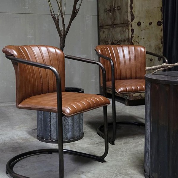 Chaise Harlem en cuir matelassé X2 - Trademark Living