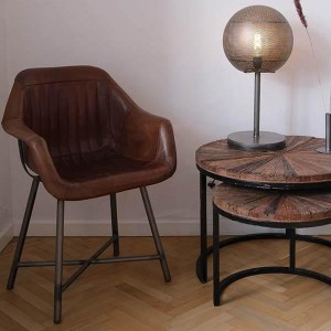 Chaise Icon avec accoudoirs cuir X2 - Trademark Living