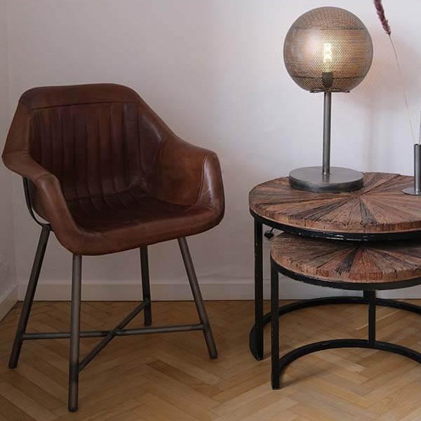 Chaise Icon avec accoudoirs cuir X2 - Trademark Living