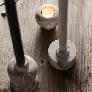 Bougeoir Vita M en marbre beige - Muubs