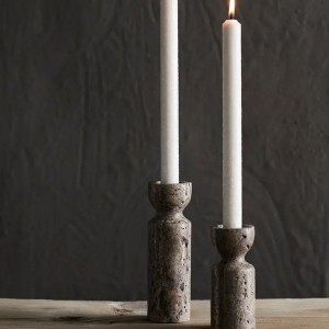 Bougeoir Minerva Travertin Titane X2 - Muubs