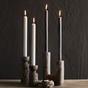 Bougeoir Minerva Travertin Titane X2 - Muubs