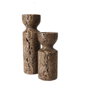 Bougeoir Minerva Travertin Titane X2 - Muubs