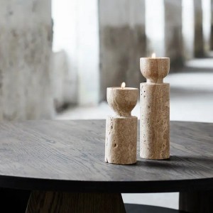 Bougeoir Minerva Travertin crème X2 - Muubs