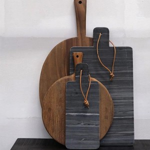 Planche à découper Marbre gris avec lanière cuir – Trademark Living