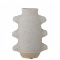 Vase Birka Bloomingville en céramique blanche avec émaillage gris texturé, design scandinave fait main