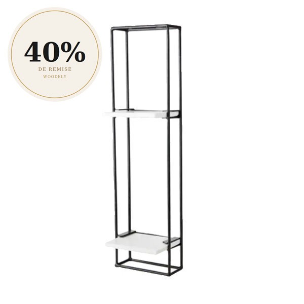 Milan marble and black metal wall shelf L - Affari of Sweden