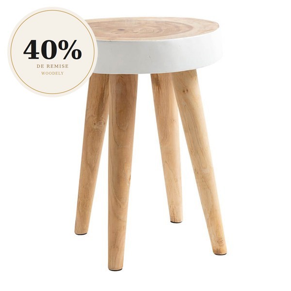 Tabouret Organic Nature et blanc - Original Home