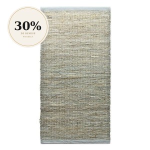 Jute & Leather Rug Smooth Gray - Rug Solid