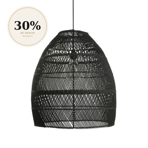 Abat-jour Moon rotin noir L - Original Home