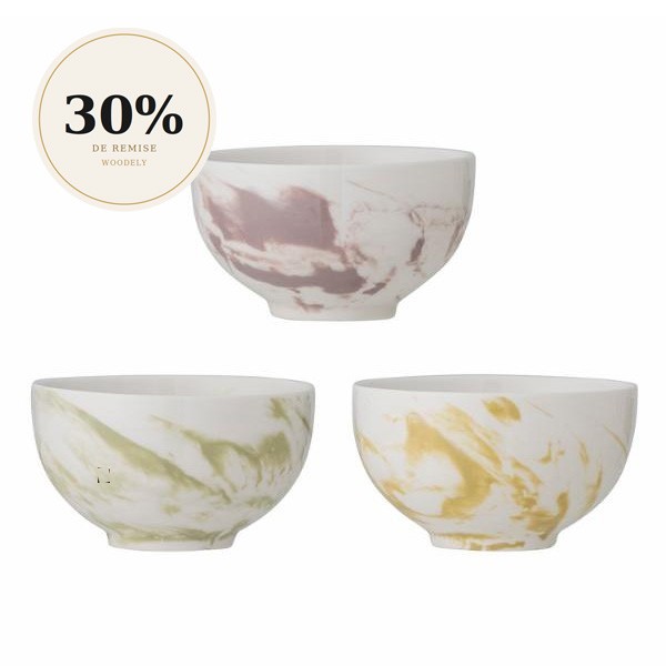 Palma Bol Multicolore Grès Set de 3 - Bloomingville