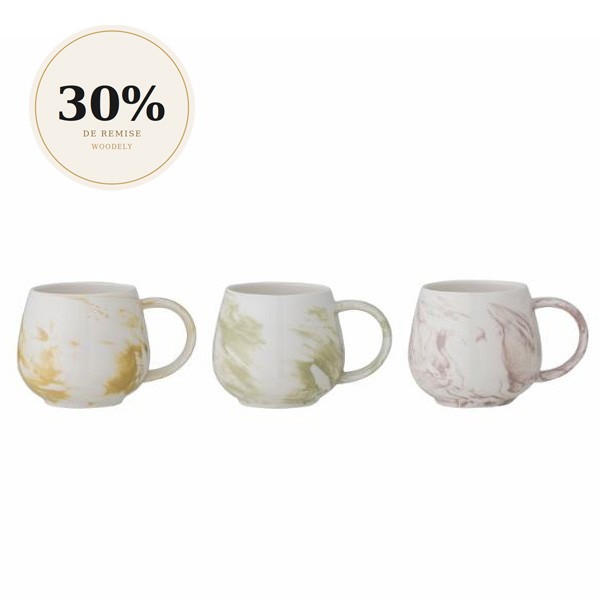 Palma Tasse Multicolore Grès Set de 3 - Bloomingville