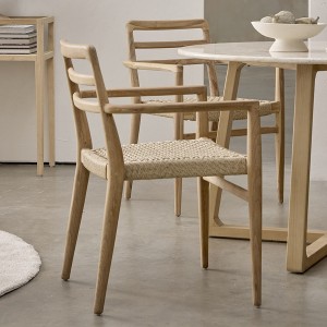Fauteuil jardin design teck recyclé FSC Verano naturel – vue de dos montrant la structure en échelle bois clair