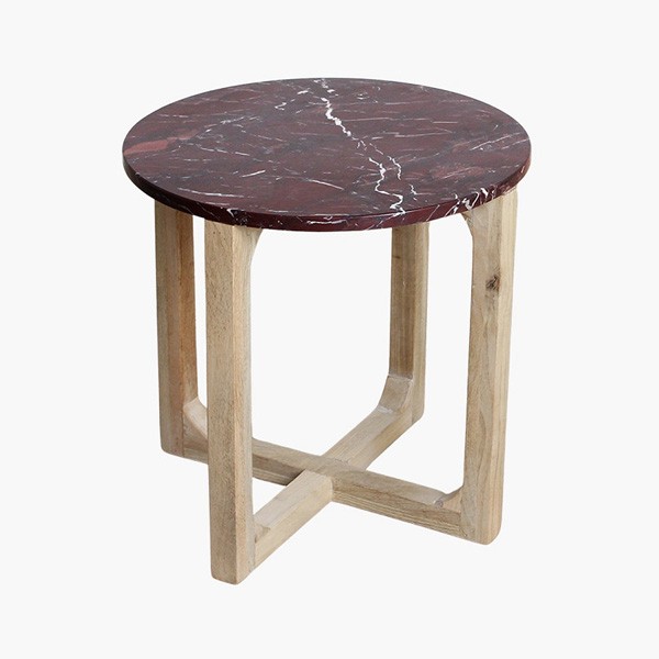 Table d'appoint ronde en marbre cerisier - Raw Materials