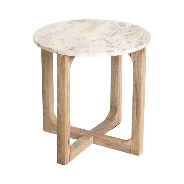 Table d'appoint ronde en marbre crème - Raw Materials