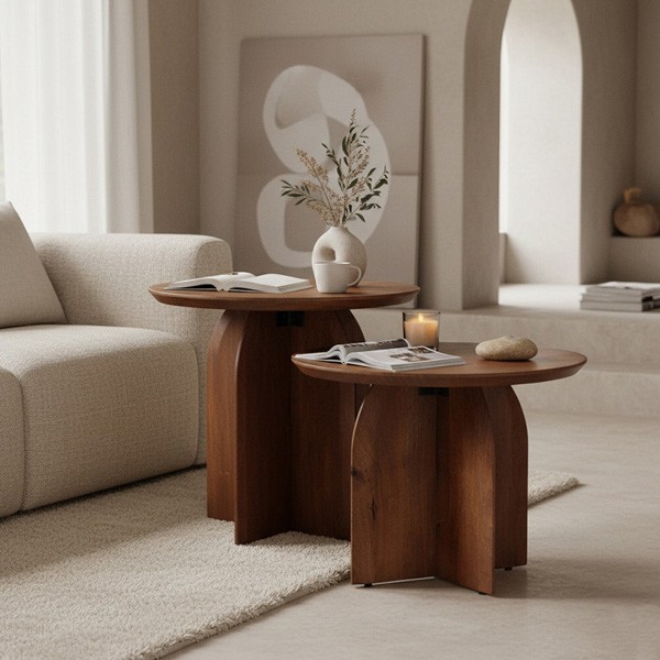 Table d'appoint à bord arrondi Manguier 55 - Raw Materials