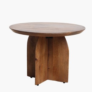 able basse ronde de 55 cm en bois de manguier massif au profil bas et épuré.