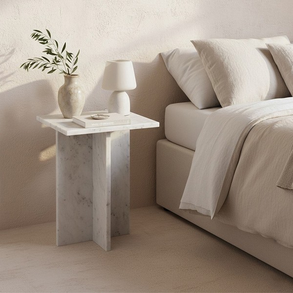 Table d'appoint Shanghai en marbre blanc - Raw Materials