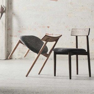 Chaise X2 Tetra Chêne Naturel & Tissu Gris - Muubs