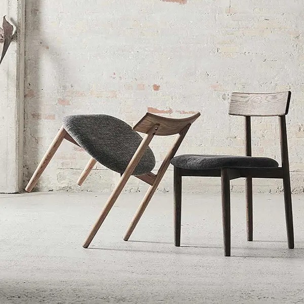 Chaise X2 Tetra Chêne Naturel & Tissu Gris - Muubs