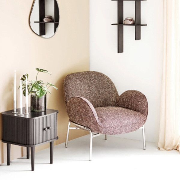 Fauteuil lounge brun pieds chromés House Nordic | Woodely