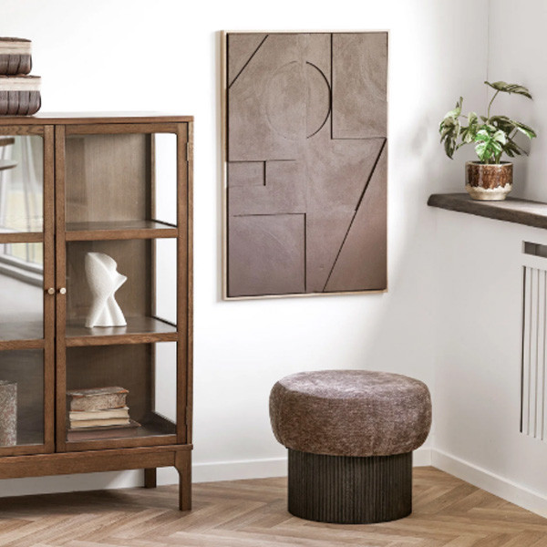 Pouf Christchurch en chenille marron foncé - House Nordic