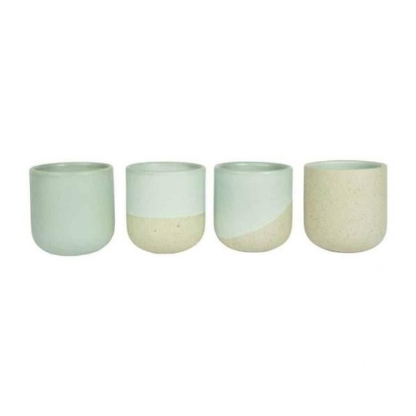 Tasses à café en céramique recyclée menthe, lot de 4 | Woodely