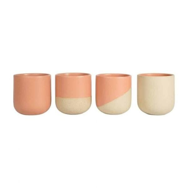 Tasses à café en céramique recyclée pêche, lot de 4 | Woodely