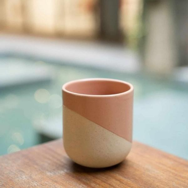 Tasses à café en céramique recyclée pêche, lot de 4 | Woodely