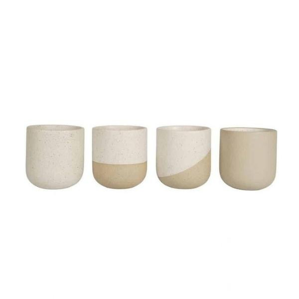 Tasses à café en céramique recyclée blanches, lot de 4 | Woodely