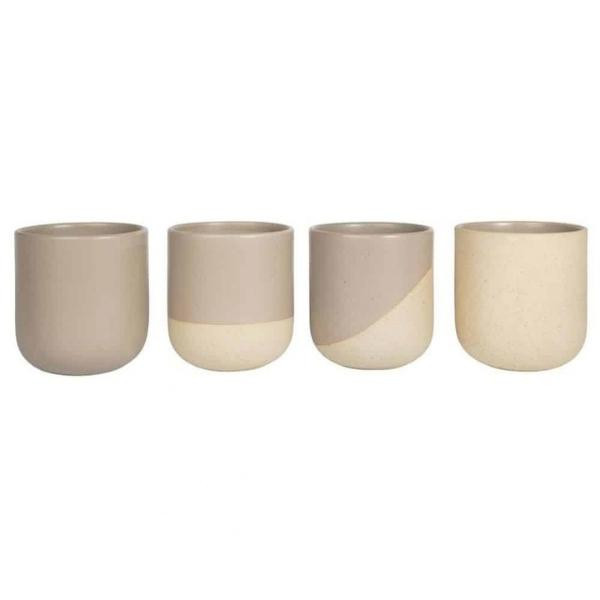 Mugs thé et matcha céramique recyclée gris, lot de 4 | Woodely