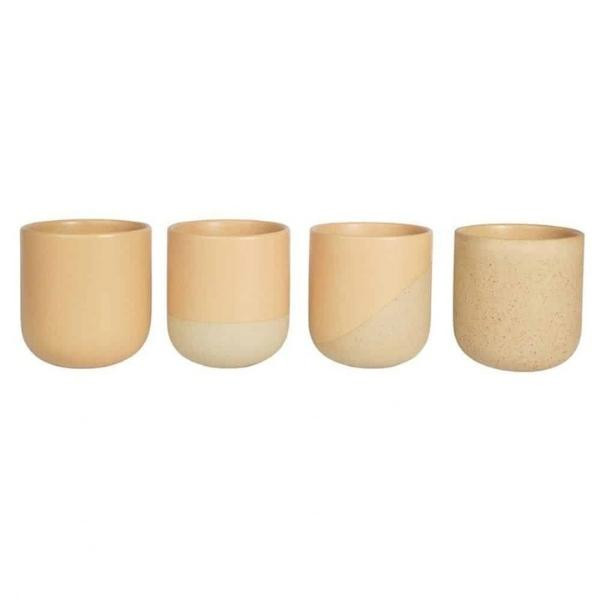Mugs thé et matcha céramique recyclée latte, lot de 4 | Woodely