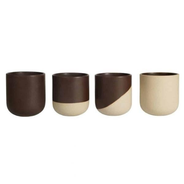 Mugs thé et matcha céramique recyclée nuit, lot de 4 | Woodely