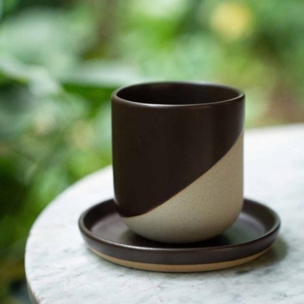 Mugs thé et matcha céramique recyclée nuit, lot de 4 | Woodely