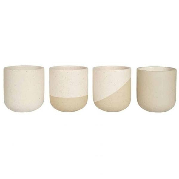 Mugs thé et matcha céramique recyclée blancs, lot de 4 | Woodely