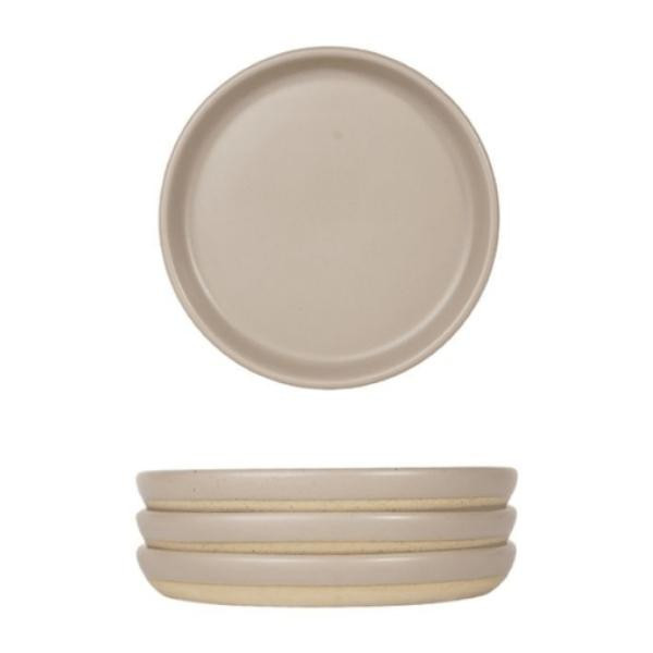 Assiettes à dessert céramique recyclée grises, lot de 4 | Woodely