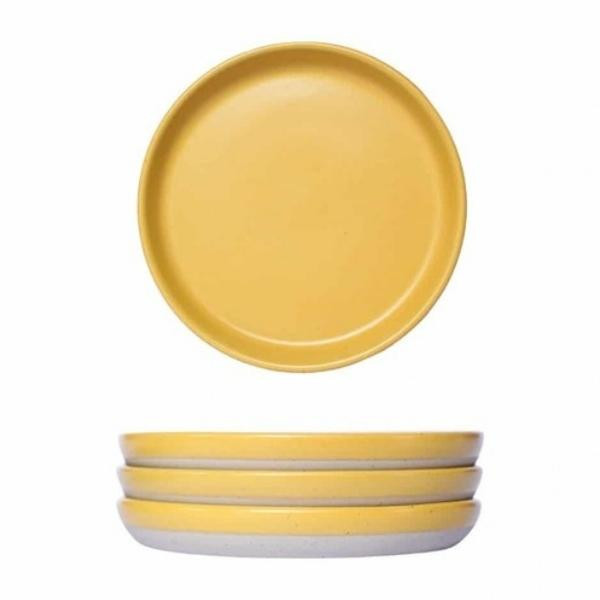 Assiettes à dessert céramique recyclée miel, lot de 4 | Woodely
