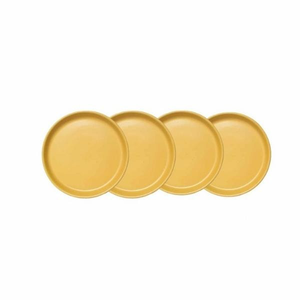 Assiettes à dessert céramique recyclée miel, lot de 4 | Woodely